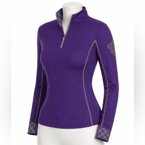 Romfh Women’s English Lavender Equestrian  Quarter-Zip Performance SPF Shirt NWT